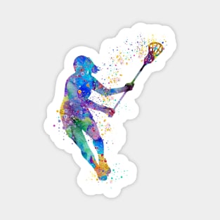 Lacrosse Girl Watercolor Painting Art Print Gifts Sticker